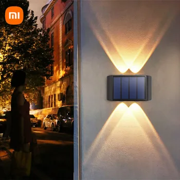 Xiaomi Solar, Lâmpada de Parede ao ar livre 4LED Luz Quente Impermeável para Cima e para Baixo Luminosa Iluminação Varanda Quintal Decoração do Jardim as Luzes