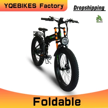YQEBIKES Direto da Fábrica Dropship Preto Dobrável Ebike Bicicleta de 26 Polegadas de Gordura Liga de Alumínio Dobrável Elétrica da Cidade de Bicicleta para Adulto