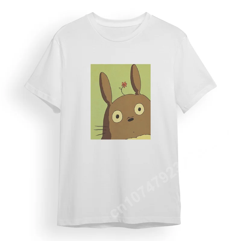 Anime Totoro Imprimir T-Shirt Das Mulheres No Cinema Japonês Manga Curta Tops Casual Solta Tees Pulôver De Verão Oversize Casal Bonito Com Roupas
