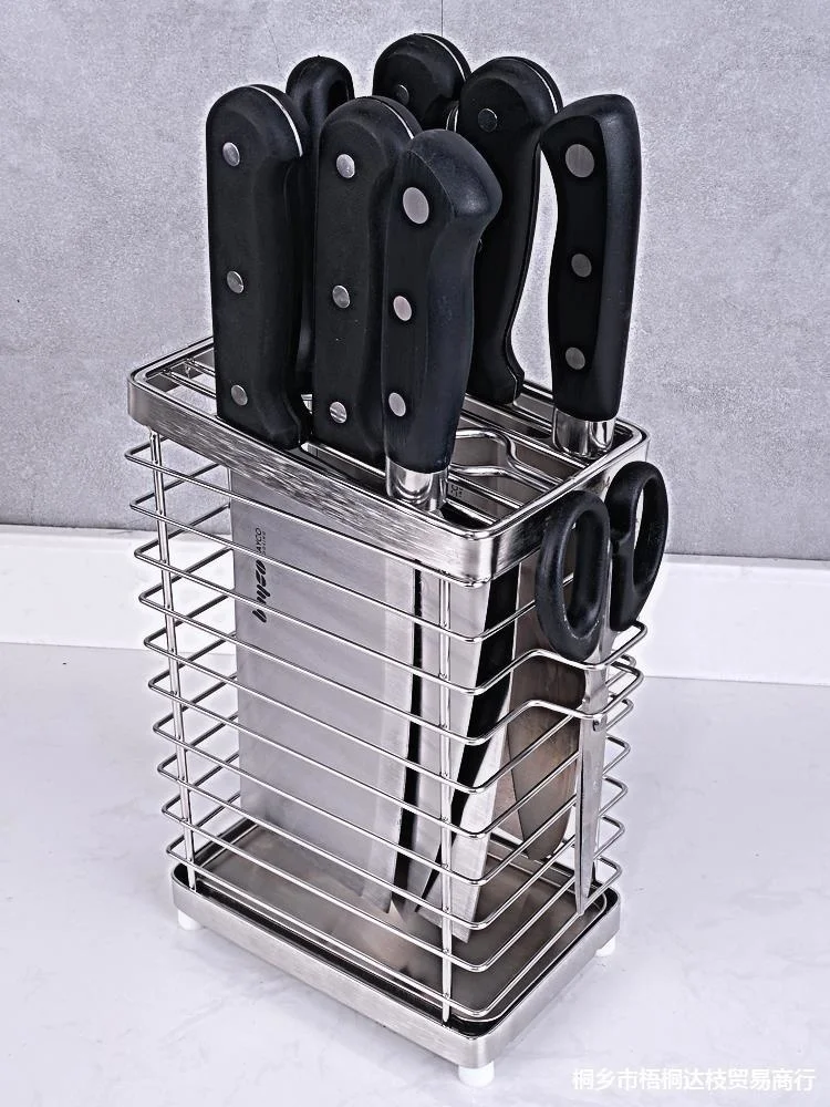 304 de aço inoxidável faca de cozinha de armazenamento faca pingando de parede de furo de suspensão livre