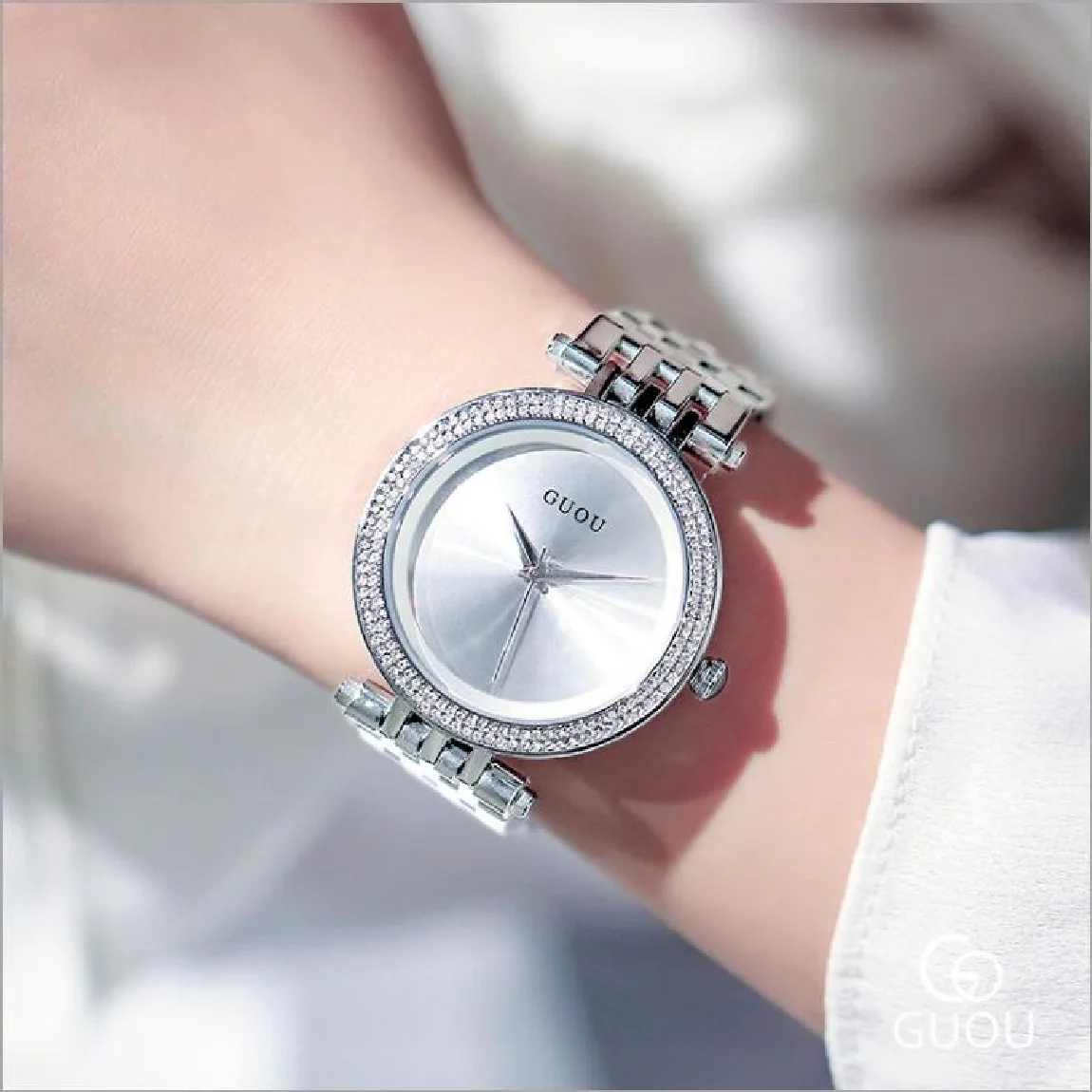 TOPO observar Moda Requintado Quartzo Mulheres Relógios de alto Luxo Banda de Prata Pulseira de Aço Assistir a Mulher Reloj Mujer Relógio Feminino