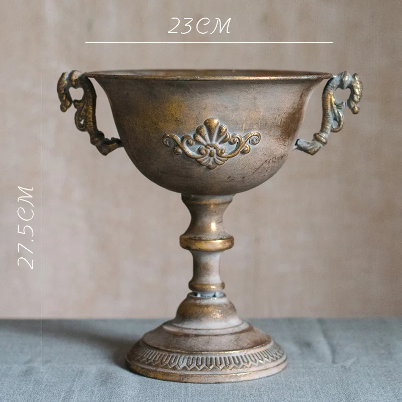 Vintage Antigo Em Ferro Forjado Vaso De Flores Da Decoração De Ouro Prata Europeu Vaso De Flores De Cálice Clássica Decoração Floral
