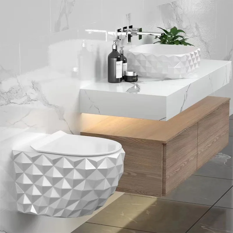 Moderno preto bacia personalizado colorido vaso sanitário de cerâmica de parede de banheiro preto de parede pendurou o toalete conjunto