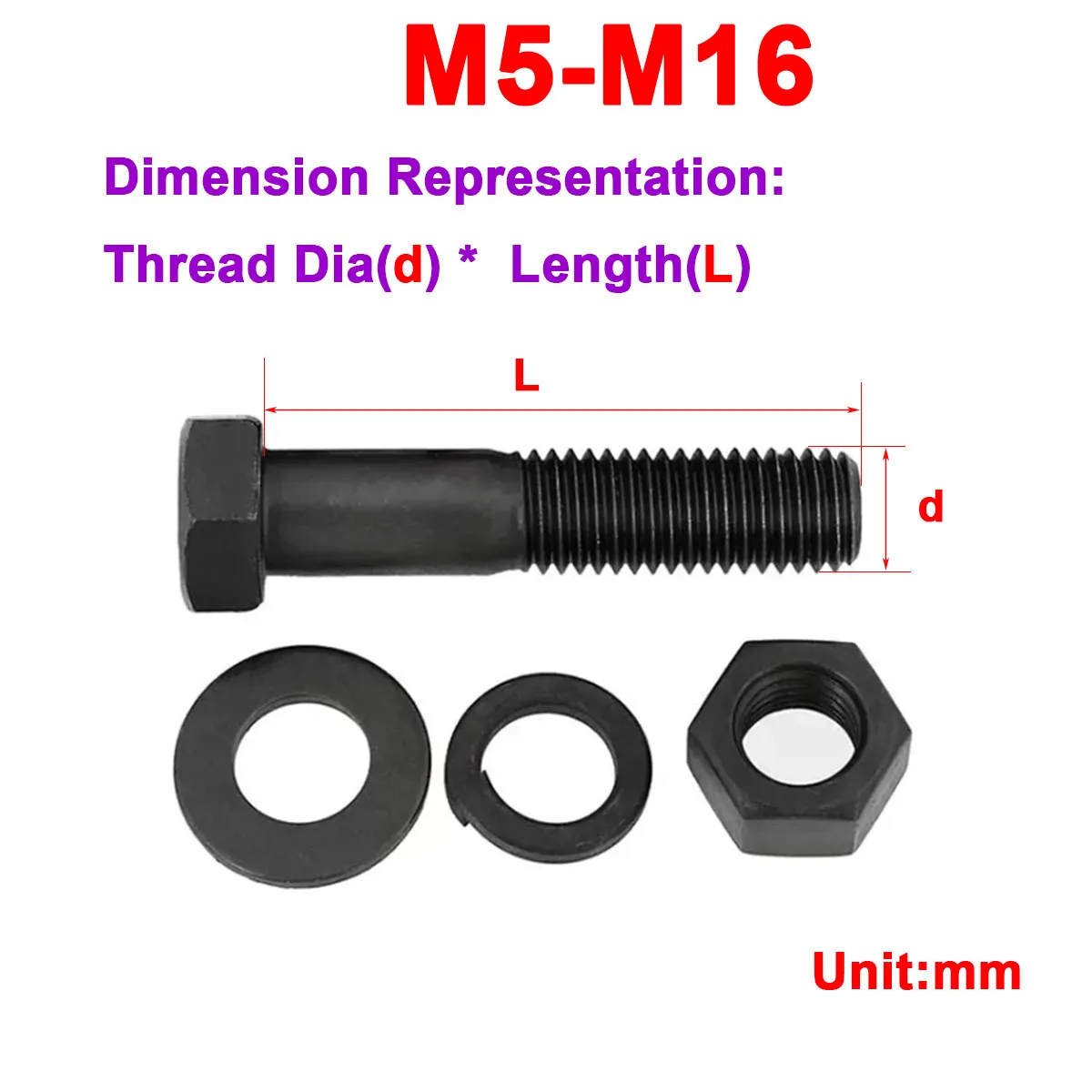 12.9 Aço Grau Externo Hexagonal Integral / Meio Dente de Alta Resistência, o Parafuso E a Porca Combinação M14M16