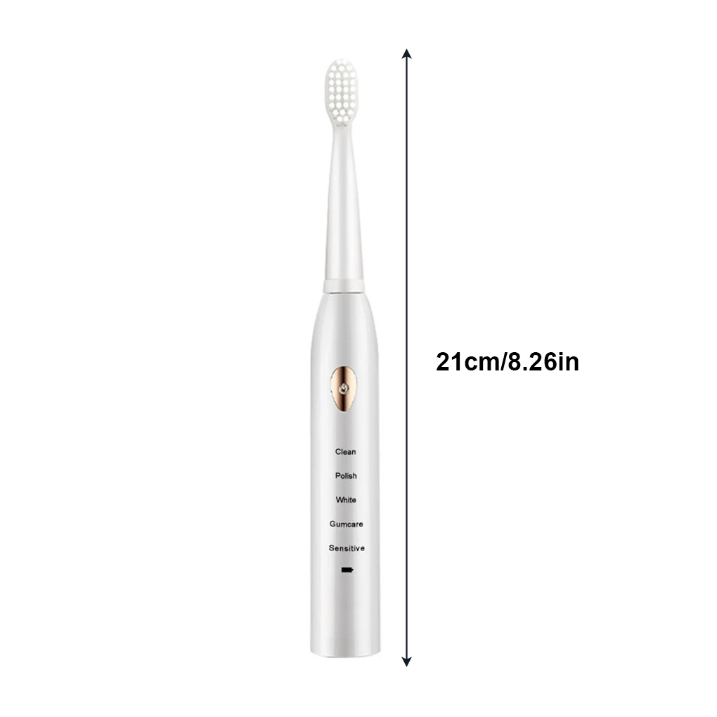 Escova de dentes Eléctrica IPX7 Impermeável Escova de Dente Ajustável, Portátil Dente Ferramenta de Limpeza com 4 Cabeças Ouro Preto
