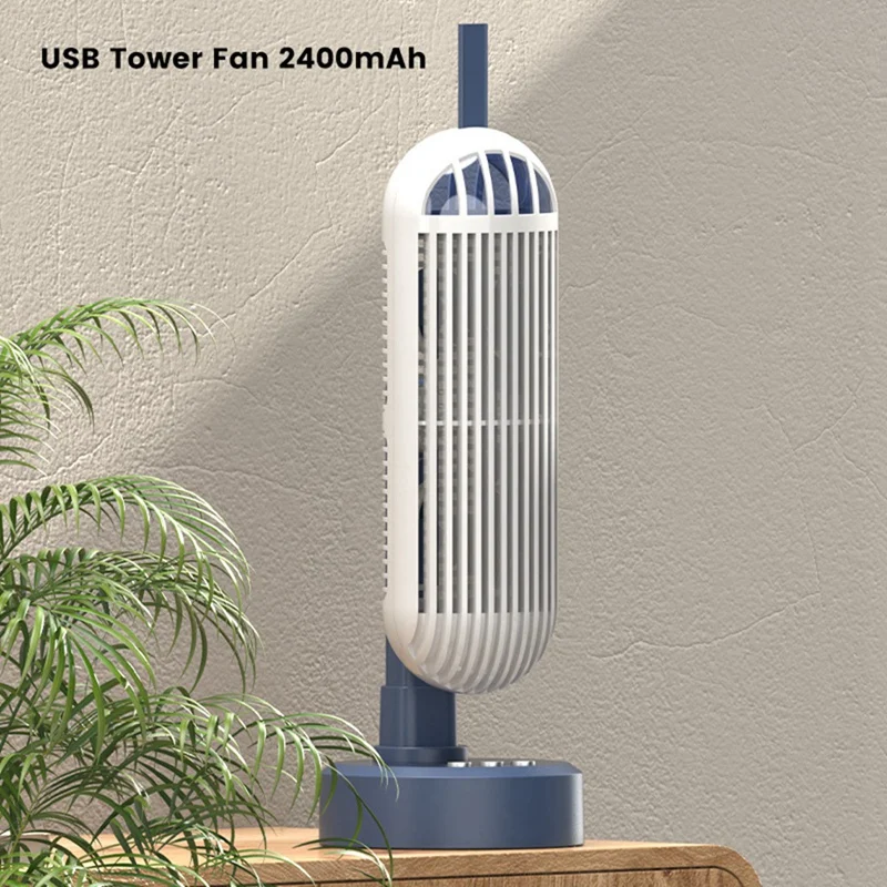 USB Torre Fã 2400Mah Bateria Recarregável Torre Ventilador de Tabela do Portátil da área de Trabalho do Ar mais frio Para o Estudo em Casa Camping