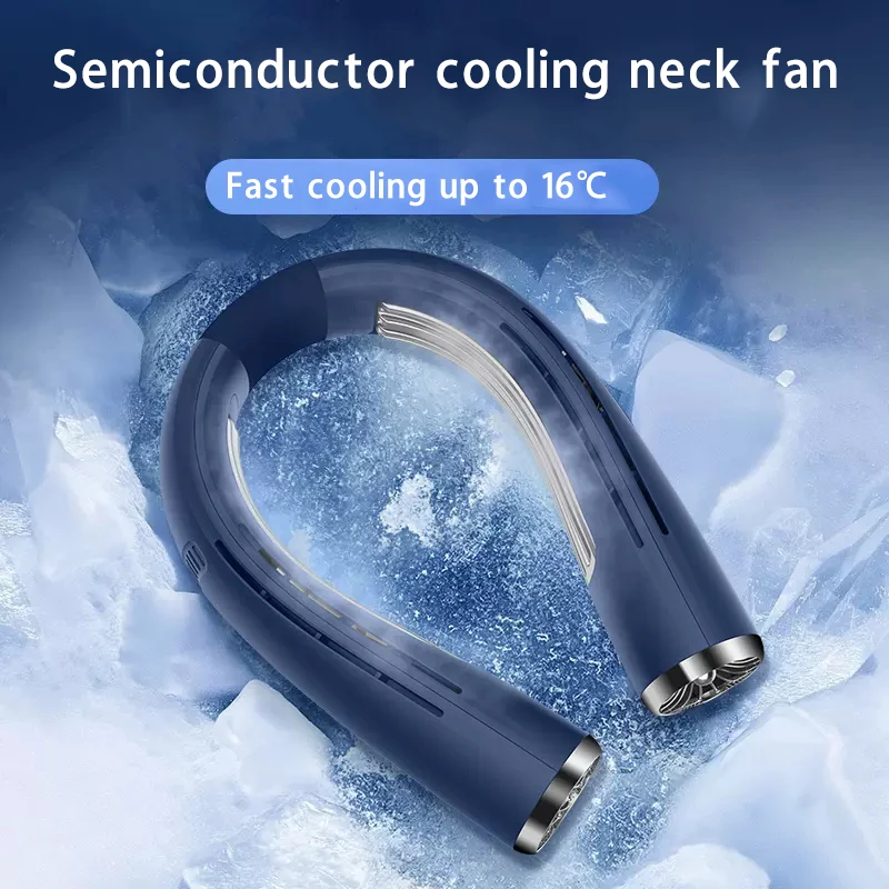 Novo Refrigerar do Semicondutor Pescoço Ventilador Mini Portátil Recarregável sem Folhas Penduradas Wearable Decote Fã de Esporte ao ar livre Acampamento