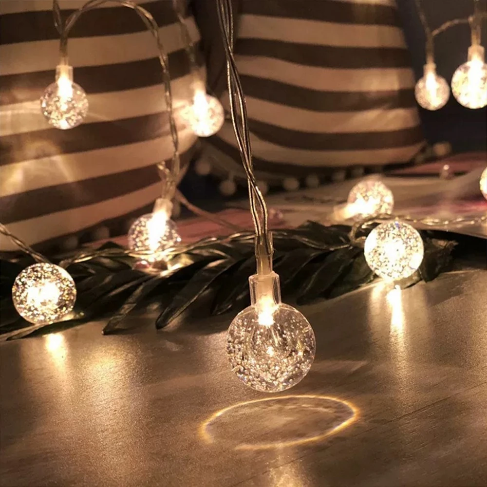 Bola de cristal LED de Fadas Seqüência de Luzes de Bateria USB Flash Waterproof a Lâmpada de Decoração Para o Jardim Exterior Festa de Natal Férias