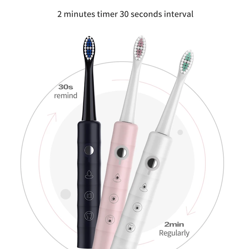 Sonic Escova de dentes Elétrica IPX7 Impermeável Adultos Temporizador de Clareamento dos Dentes 6 Modo de USB Recarregável Escova de Dente com Cabeças de Substituição