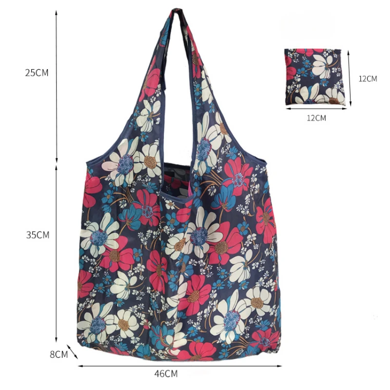 Moda de Impressão Dobrável Eco-Friendly Shopping Bag Tote Bolsa Dobrável Bolsas Conveniente Grande capacidade para Viagem Sacola de compras