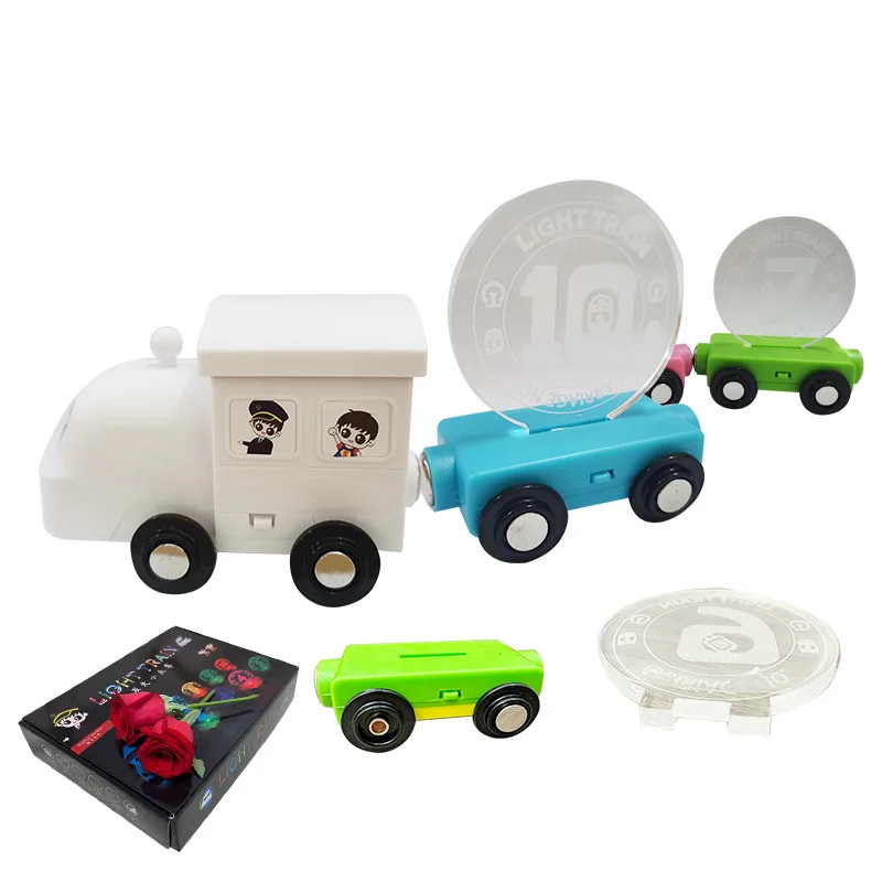 30Set Acrílico Led Luminoso Magnético de Trem Luz Elétricos de Incandescência Digital de Quebra-cabeça Educativo de carros de Brinquedo, o Conjunto das Crianças de Brinquedo de Presente